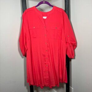 Calvin Klein Red Tie-Waist Shirt Dress / Tunic Top